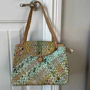 Vintage Woven Newspaper Handbag